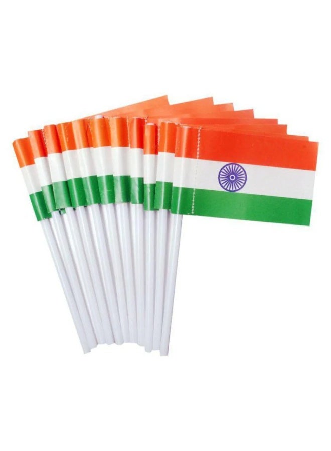 India Flag 14x21 cm on Bamboo Stick  Set of 6